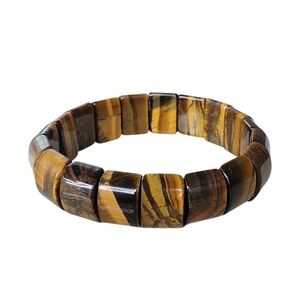 Tiger Eye Bracelet Nugget Beaded Stretchable Bohemian Energy Stone